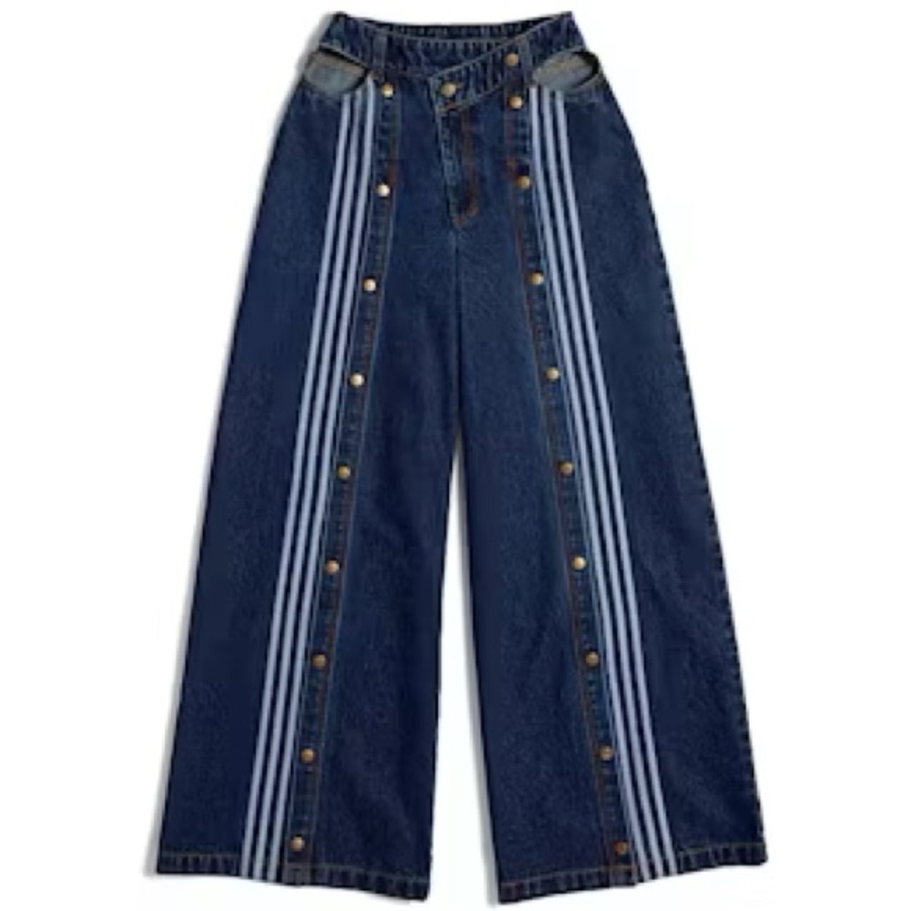 IVY PARK Blue Wide Leg Jeans with White Stripes